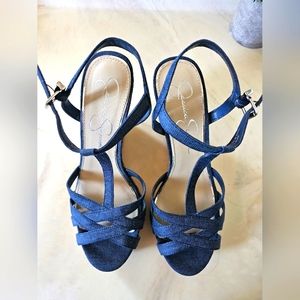 Jessica Simpson denim cork wedge heel Size 8